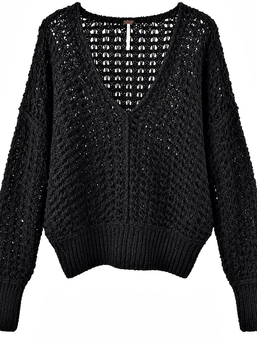 Free People Best Of You V-Neck Sweater Black Large